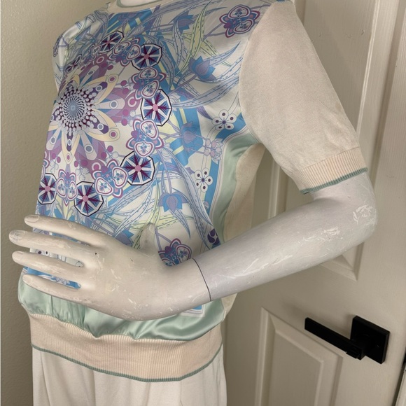 Unbranded Floral Silk Patterned Short Sleeve Top Size Large. A47 - Picture 3 of 12
